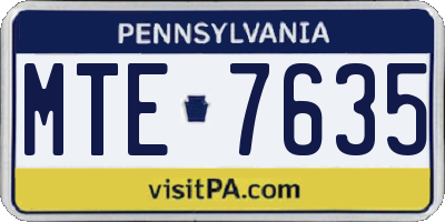 PA license plate MTE7635