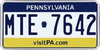 PA license plate MTE7642