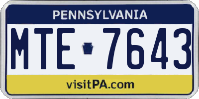 PA license plate MTE7643
