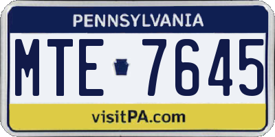 PA license plate MTE7645