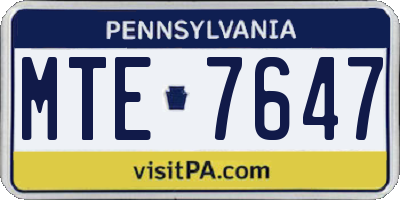 PA license plate MTE7647
