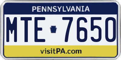 PA license plate MTE7650