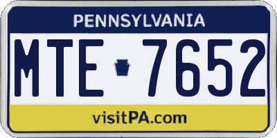 PA license plate MTE7652