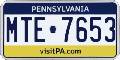 PA license plate MTE7653