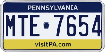 PA license plate MTE7654