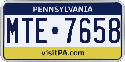 PA license plate MTE7658