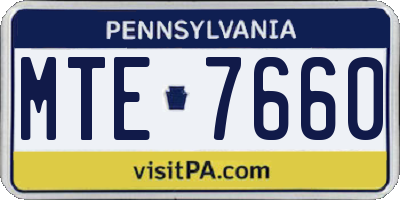 PA license plate MTE7660