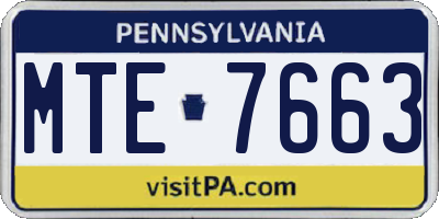 PA license plate MTE7663