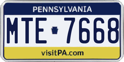 PA license plate MTE7668
