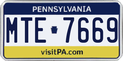 PA license plate MTE7669