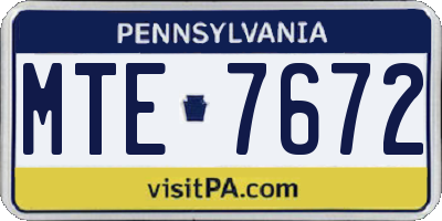 PA license plate MTE7672