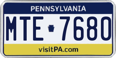 PA license plate MTE7680