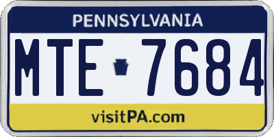 PA license plate MTE7684