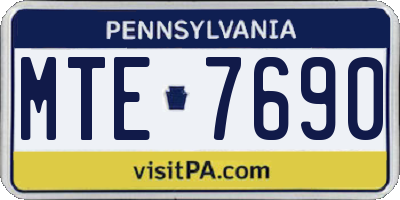 PA license plate MTE7690