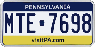 PA license plate MTE7698