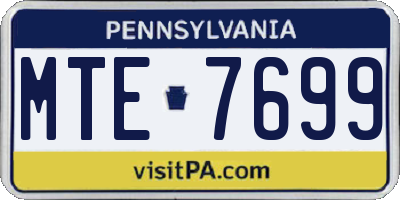 PA license plate MTE7699