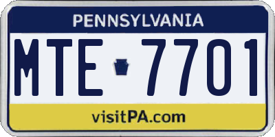 PA license plate MTE7701