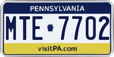 PA license plate MTE7702