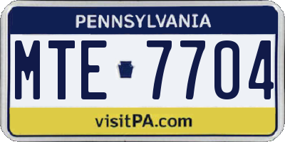 PA license plate MTE7704