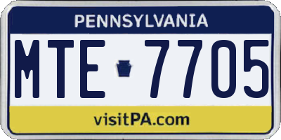 PA license plate MTE7705