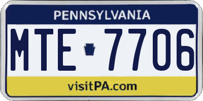 PA license plate MTE7706
