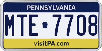 PA license plate MTE7708