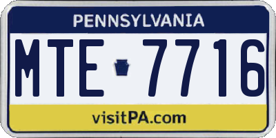 PA license plate MTE7716