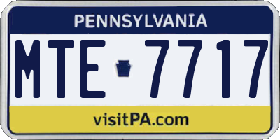 PA license plate MTE7717