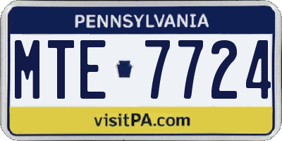 PA license plate MTE7724