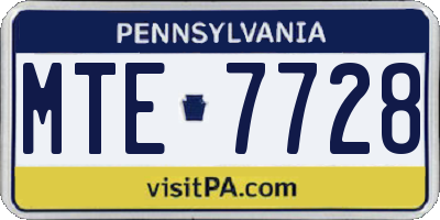 PA license plate MTE7728