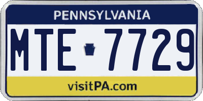 PA license plate MTE7729