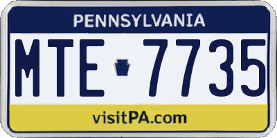 PA license plate MTE7735