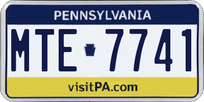PA license plate MTE7741
