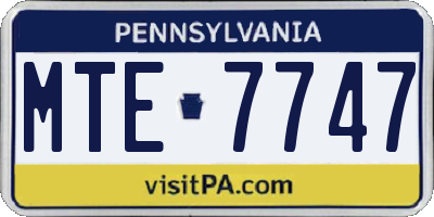 PA license plate MTE7747