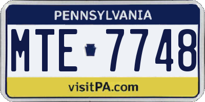 PA license plate MTE7748