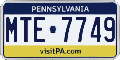 PA license plate MTE7749