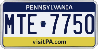 PA license plate MTE7750