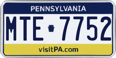PA license plate MTE7752