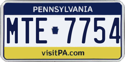 PA license plate MTE7754
