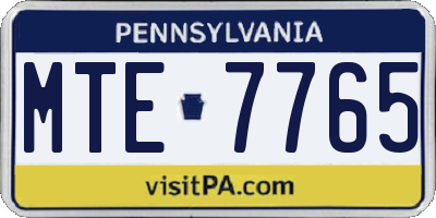 PA license plate MTE7765