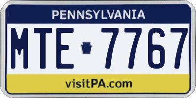 PA license plate MTE7767