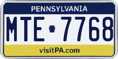 PA license plate MTE7768