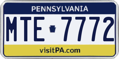 PA license plate MTE7772
