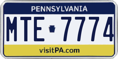 PA license plate MTE7774