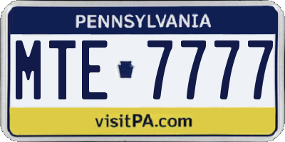 PA license plate MTE7777