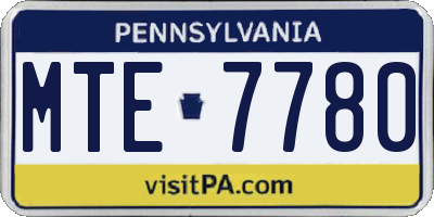 PA license plate MTE7780