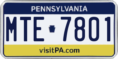 PA license plate MTE7801