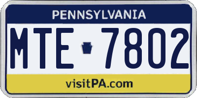 PA license plate MTE7802