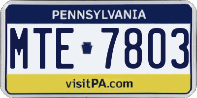 PA license plate MTE7803