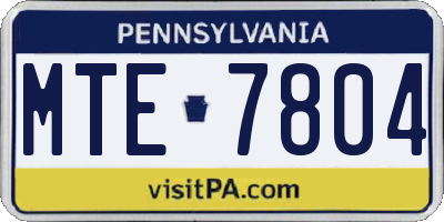 PA license plate MTE7804